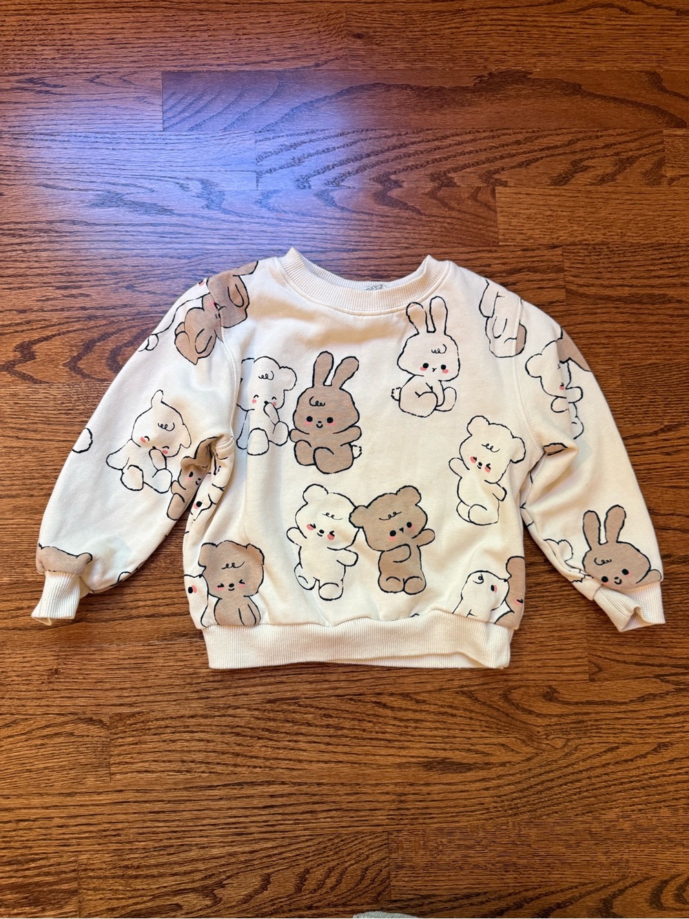H&M Bunny Bear Cream Sweatshirt 3-4T